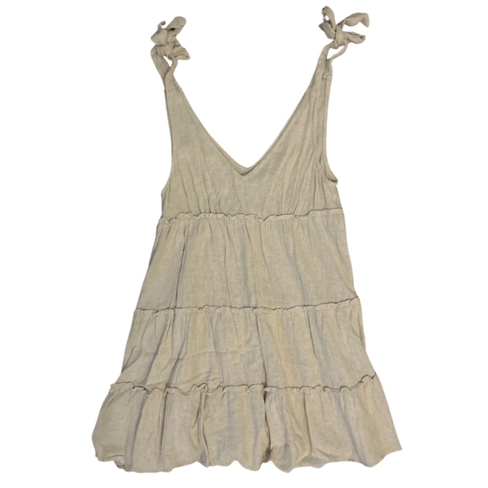 Tan Ruffle Tiered Sleeveless Mini Dress